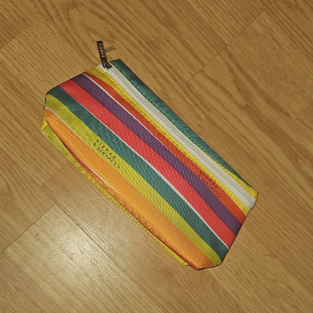 Striped Clinique Cosmetic Pouch